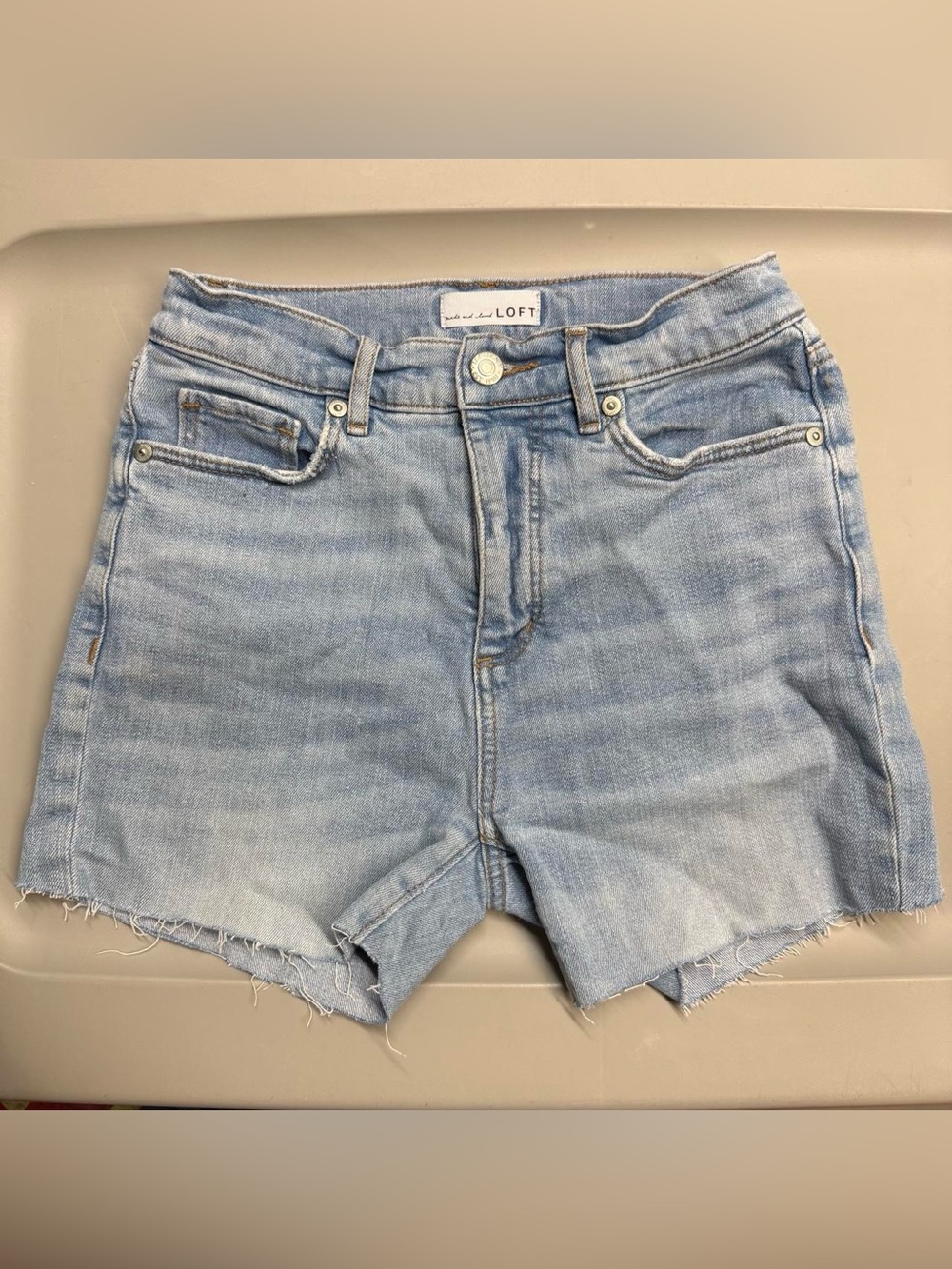 LOFT Faded Light Blue Denim Cutoff Shorts